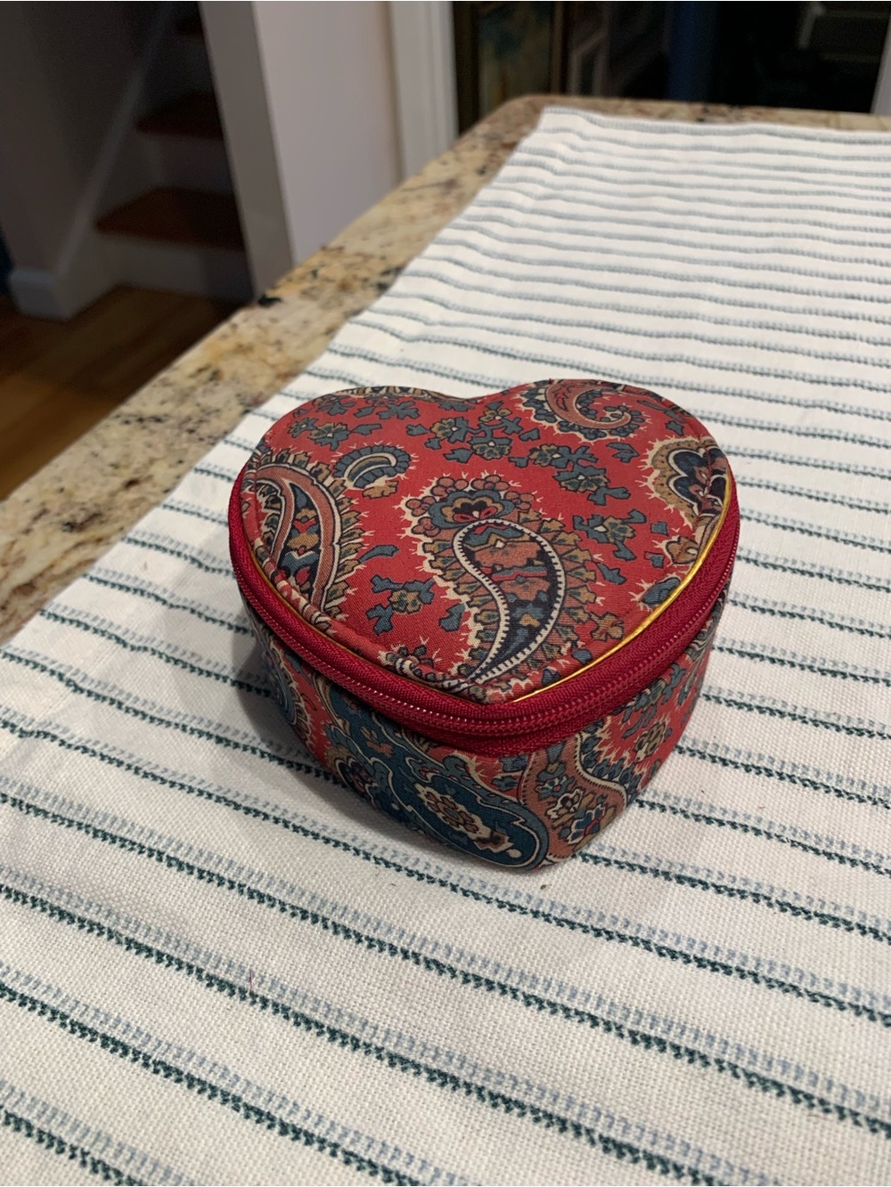 Red Paisley Heart-Shaped Jewelry Box